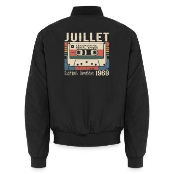 Juillet 1969 Cadeau Anniversaire Juillet 1969  - Bomber unisexe - noir - Dos - AI Model Male 185 light (185cm)