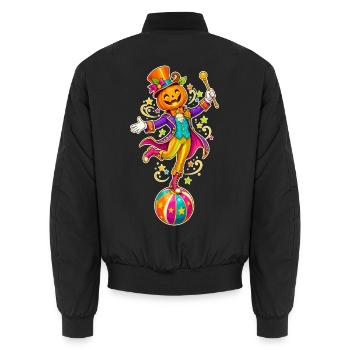 Kürbis-Zauberer im Zirkusstil - Unisex Bomberjacke - Schwarz - Hinten - AI Model Male 185 light (185cm)