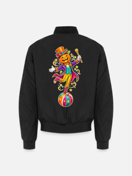 Kürbis-Zauberer im Zirkusstil - Unisex Bomberjacke - Schwarz