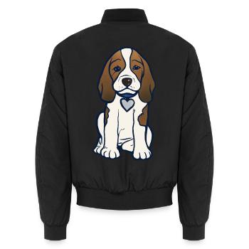 Illustration des Beagle-Herz-Welpen - Unisex Bomberjacke - Schwarz - Hinten - AI Model Male 185 light (185cm)