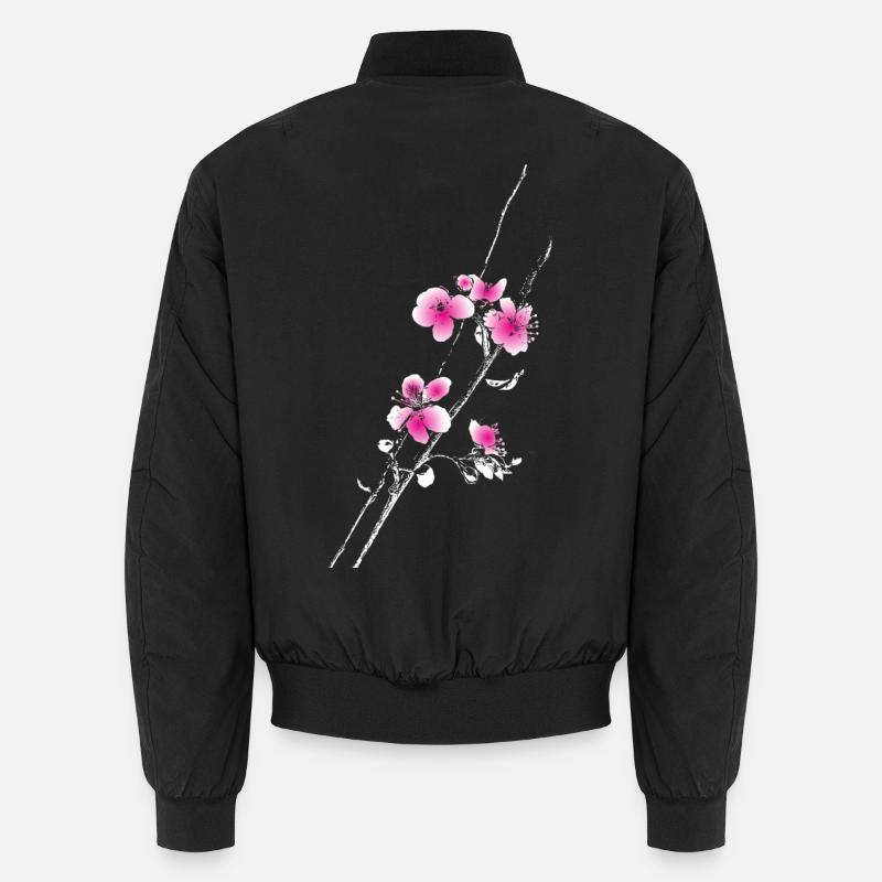 Cherry Blossom Blossoms Branch Branch - Unisex Bomber Jacket - black