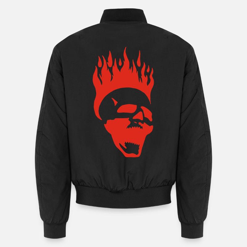 Flaming screaming skull (red) Unisex Bomber Jacket