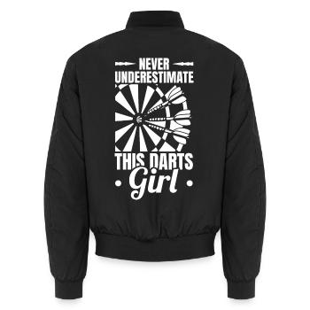 Unterschätze nie dieses Darter Mädchen - Unisex Bomberjacke - Schwarz - Hinten - AI Model Male 185 light (185cm)