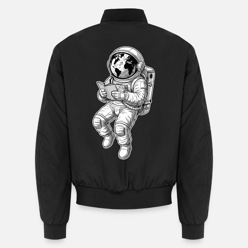 Astronaut Reading Space Earth Unisex Bomber Jacket