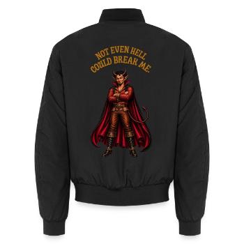 Not Even Hell Could Break Me – Devil Humor - Unisex Bomberjacke - Schwarz - Hinten - AI Model Male 185 light (185cm)
