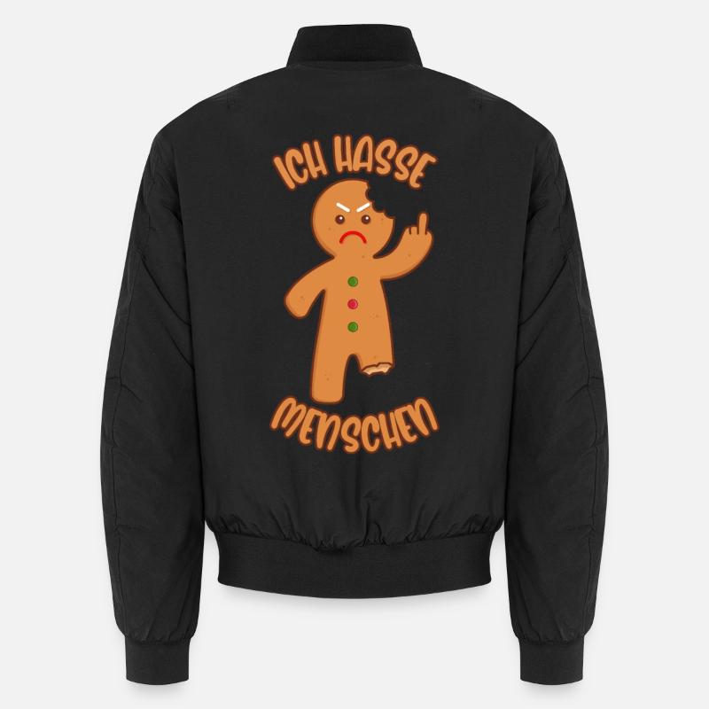 Lebkuchenmann Mittelfinger Ich hasse Menschen Unisex Bomberjacke