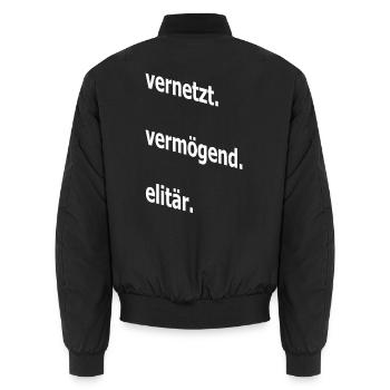 vernetzt vermögend elitär, Spruch, Geschenkidee - Unisex Bomberjacke - Schwarz - Hinten - AI Model Male 185 light (185cm)