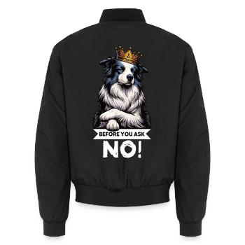Before You Ask Border Collie Hütehund Collie  - Unisex Bomberjacke - Schwarz - Hinten - AI Model Male 185 light (185cm)