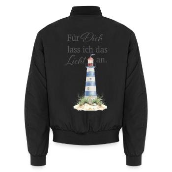 Für Dich lass ich das Licht an - Unisex Bomberjacke - Schwarz - Hinten - AI Model Male 185 light (185cm)