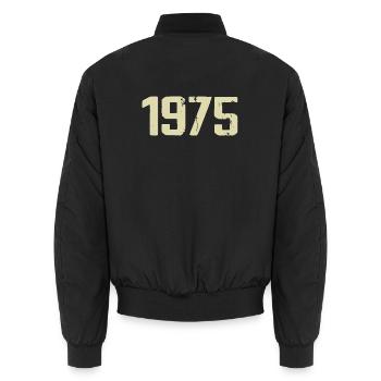 Jubiläum 1975 - Unisex Bomberjacke - Schwarz - Hinten - AI Model Male 185 light (185cm)