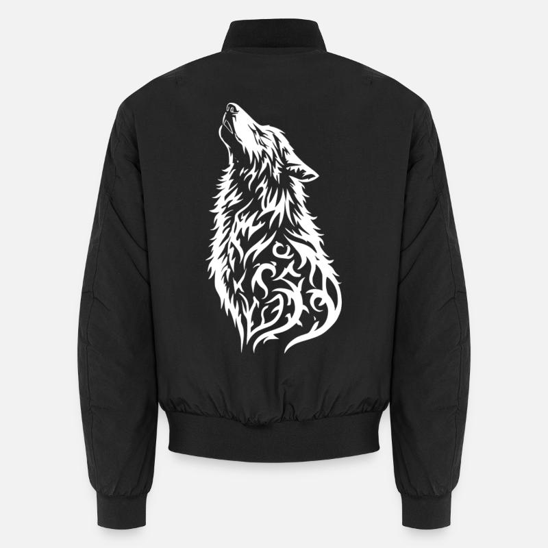 Wild Wolf Head Tattoo Design - Unisex Bomber Jacket - black