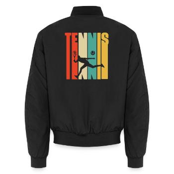 Ich kann nicht, ich habe kein Tennis. - Unisex Bomberjacke - Schwarz - Hinten - AI Model Male 185 light (185cm)