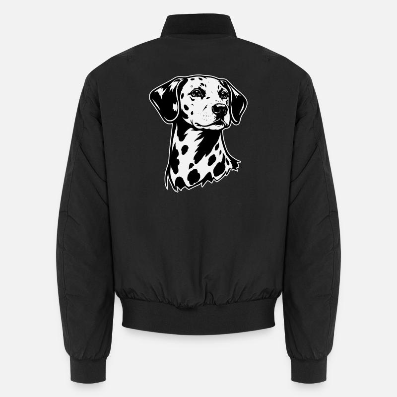 Dalmatian Portrait Black & White - Unisex Bomber Jacket - black