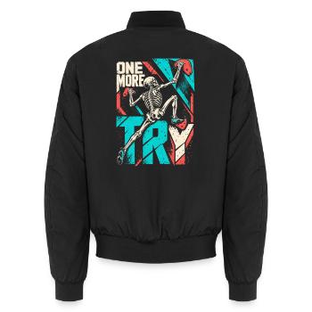 Bouldern Skelett One More Try - Unisex Bomberjacke - Schwarz - Hinten - AI Model Male 185 light (185cm)