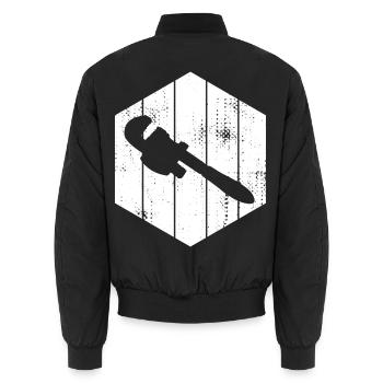 Pipe Wrench Sketch - Unisex Bomber Jacket - black - Back - AI Model Male 185 light (185cm)