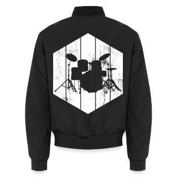 Drumset Zeichnung - Unisex Bomberjacke - Schwarz - Hinten - AI Model Male 185 light (185cm)