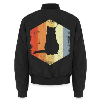 Retro Katze - Unisex Bomberjacke - Schwarz - Hinten - AI Model Male 185 light (185cm)