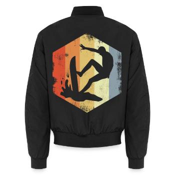 Surf vintage - Bomber unisexe - noir - Dos - AI Model Male 185 light (185cm)