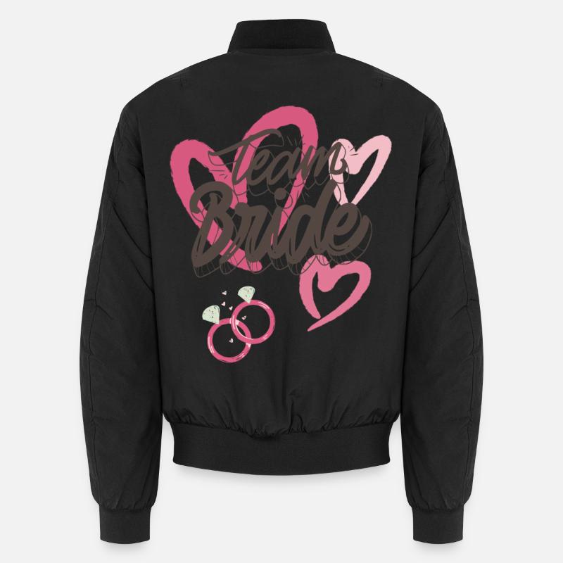 Cute Bride to Be Sweatshirt, TeamBride - Unisex Bomber Jacket - black