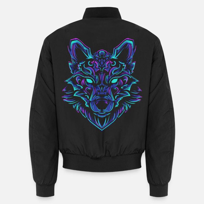 NeonWolf - Unisex Bomber Jacket - black