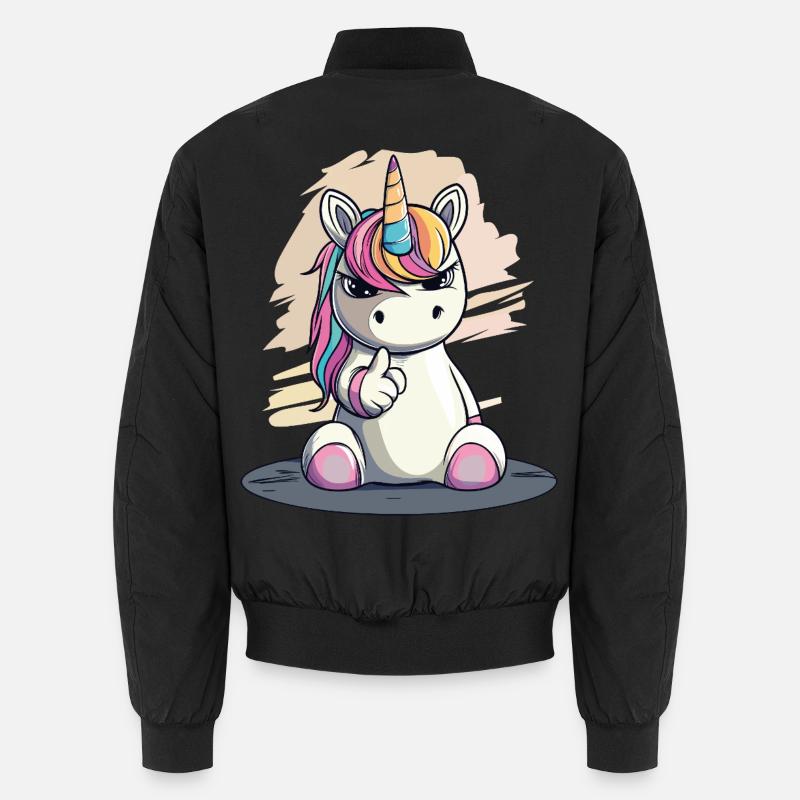Freches Einhorn mit Zeigefinger – Cute & Cool Unisex Bomberjacke