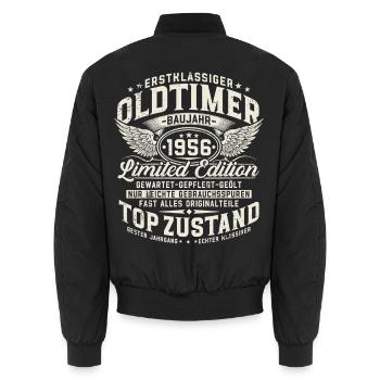 1956 Oldtimer 70 Geburtstag Geschenk Retro - Unisex Bomberjacke - Schwarz - Hinten - AI Model Male 185 light (185cm)