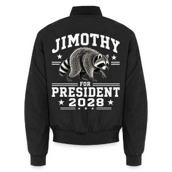 Jimothy as President 2028 - Unisex Bomber Jacket - black - Back - AI Model Male 185 light (185cm)