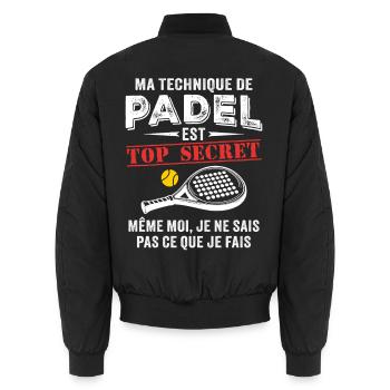 Meine Padel-Technik - Unisex Bomberjacke - Schwarz - Hinten - AI Model Male 185 light (185cm)