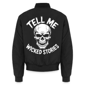 Tell Me Wicked Stories Skull - Unisex Bomberjacke - Schwarz - Hinten - AI Model Male 185 light (185cm)