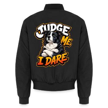 Border Collie - Unisex Bomberjacke - Schwarz - Hinten - AI Model Male 185 light (185cm)
