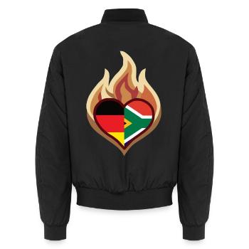 Germany South Africa Flag Heart on Fire - Unisex Bomberjacke - Schwarz - Hinten - AI Model Male 185 light (185cm)