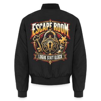 Escape Room – Logik statt Glück - Unisex Bomberjacke - Schwarz - Hinten - AI Model Male 185 light (185cm)