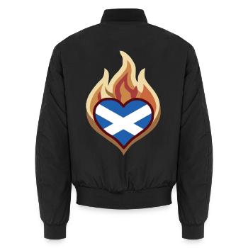 Scotland Flag Heart on Fire - Unisex Bomberjacke - Schwarz - Hinten - AI Model Male 185 light (185cm)