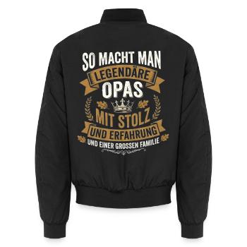 Legendärer Opa - Mit Stolz & Erfahrung - Unisex Bomberjacke - Schwarz - Hinten - AI Model Male 185 light (185cm)