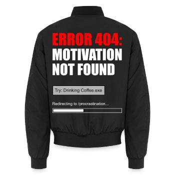 404 Motivation nicht gefunden - Unisex Bomberjacke - Schwarz - Hinten - AI Model Male 185 light (185cm)