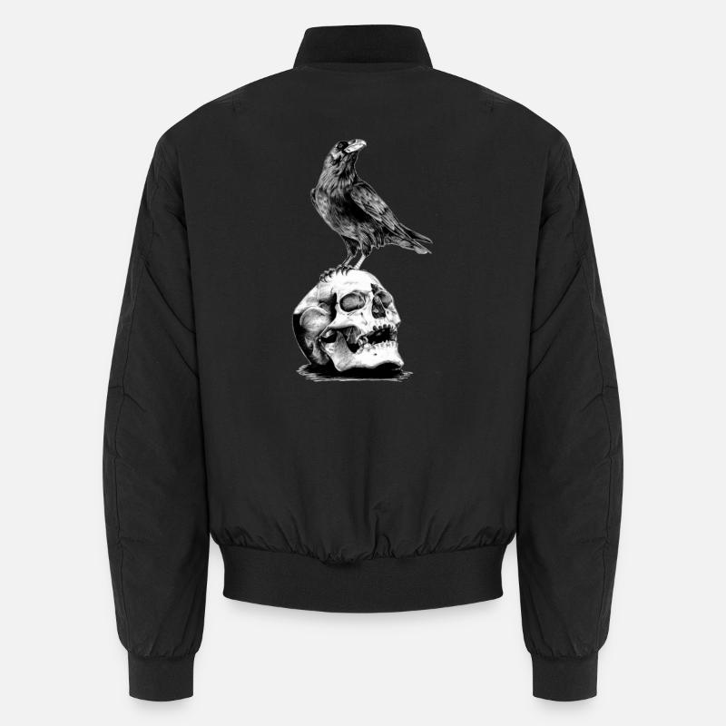 Skull mit Krähe - Unisex Bomberjacke - Schwarz