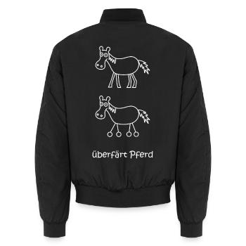 überfärt Pferd, überfahren, Pferd Pferd mit Rädern - Unisex Bomberjacke - Schwarz - Hinten - AI Model Male 185 light (185cm)