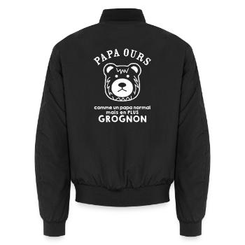 Papa ours grognon - Bomber unisexe - noir - Dos - AI Model Male 185 light (185cm)