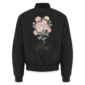 Flora Pfingstrosen Strauß Vintage - Unisex Bomberjacke - Schwarz - Hinten - AI Model Male 185 light (185cm)