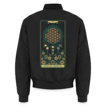 Spiritualität Lotusblume spirituell geschützt - Unisex Bomberjacke - Schwarz - Hinten - AI Model Male 185 light (185cm)