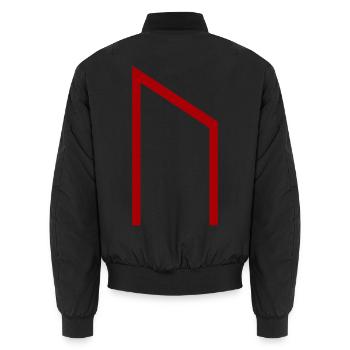 Uruz Rune Red – Viking Futhark Norse - Unisex Bomber Jacket - black - Back - AI Model Male 185 light (185cm)