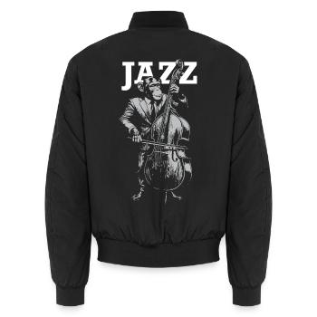 Jazz Monkey spielt Kontrabass - Unisex Bomberjacke - Schwarz - Hinten - AI Model Male 185 light (185cm)