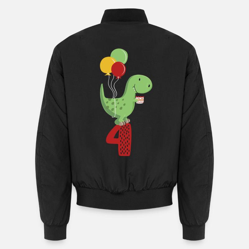 Fourth Birthday Boy T Rex Dinosaur Unisex Bomber Jacket