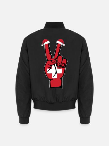 Schweiz Flagge Weihnachten Peace Symbol - Unisex Bomberjacke - Schwarz