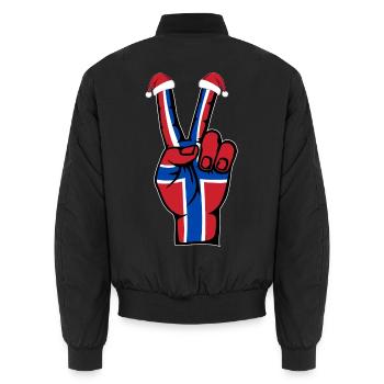 Drapeau de la Norvège Symbole de la paix de Noël - Bomber unisexe - noir - Dos - AI Model Male 185 light (185cm)