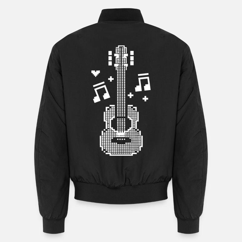 Ukulele Pixel Kunst - Unisex Bomberjacke - Schwarz