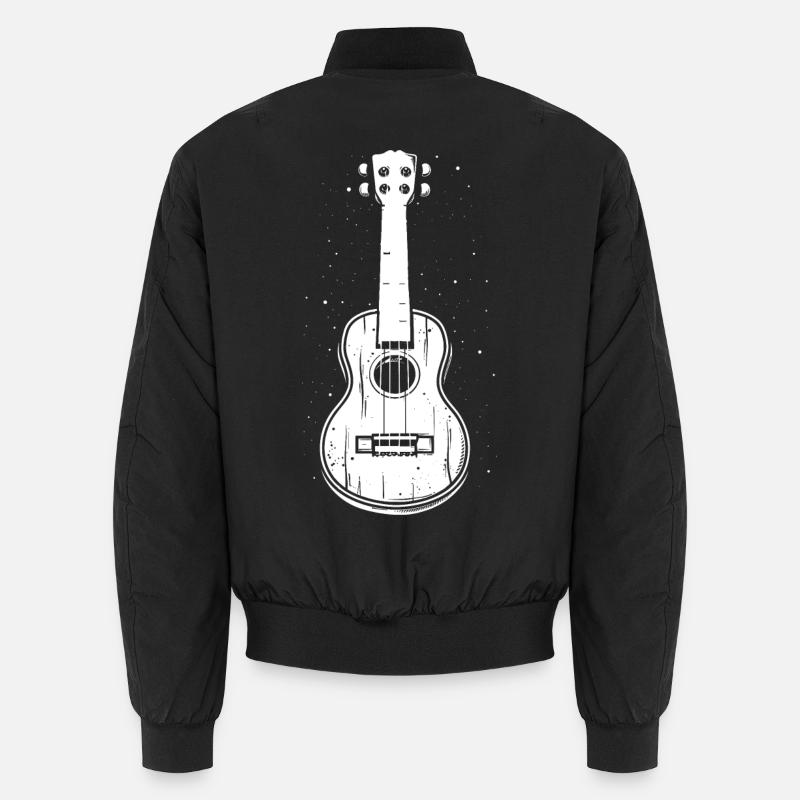 Ukulele Drawing - Unisex Bomber Jacket - black