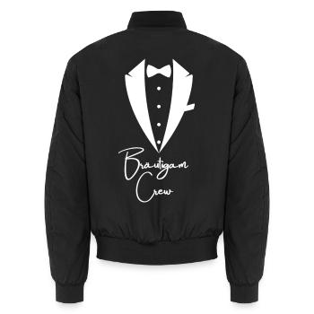 Groom CREW Bachelor Party Groom Team - Unisex Bomber Jacket - black - Back - AI Model Male 185 light (185cm)