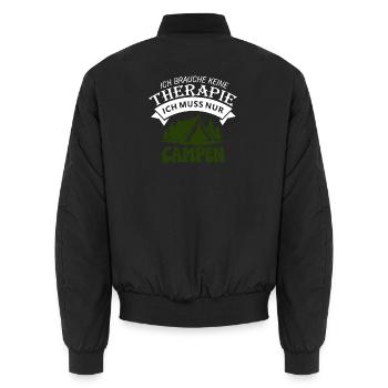 Ich brauche keine Therapie - Camping - Unisex Bomberjacke - Schwarz - Hinten - AI Model Male 185 light (185cm)