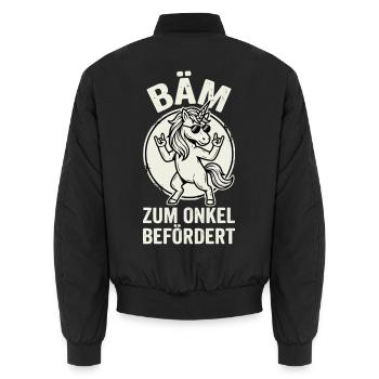 Einhorn Onkel Familie Lustig - Unisex Bomberjacke - Schwarz - Hinten - AI Model Male 185 light (185cm)